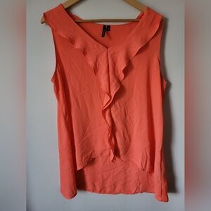 🎁 Free With Any Purchase - AMANDA GREEN Orange Pink Ruffled Detailling Blouse